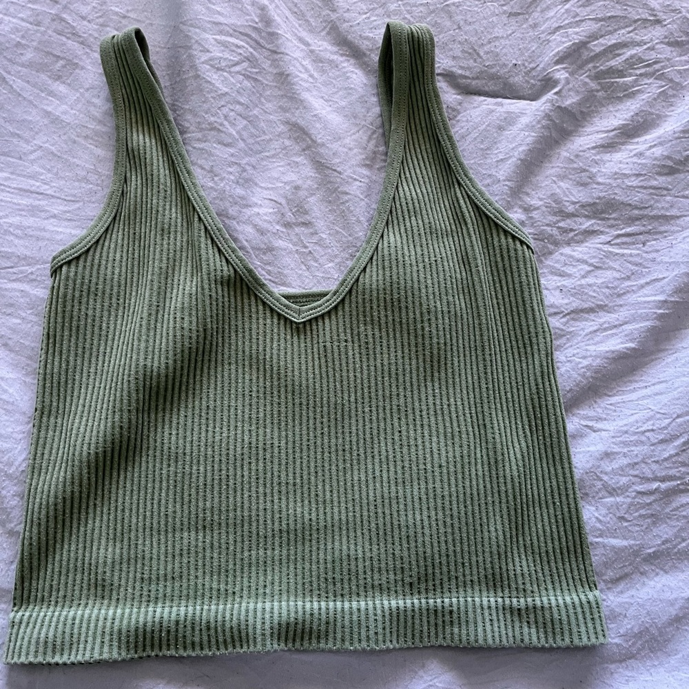 Olive green ribbed tank top